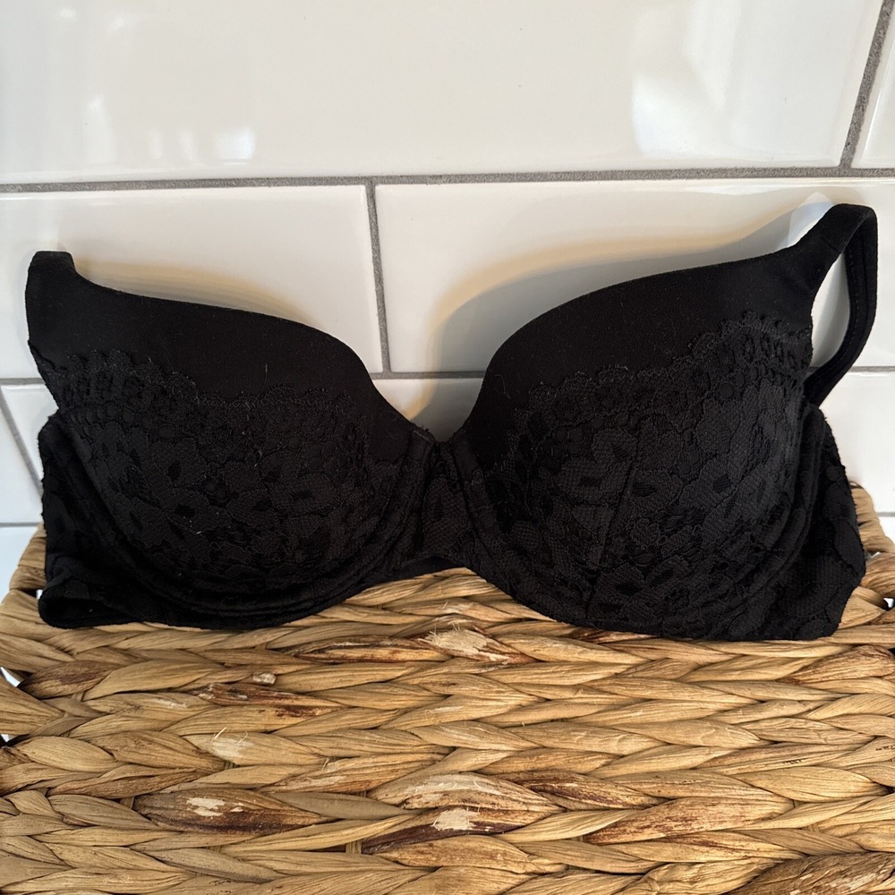 Victorias Secret 32D Black Body By Victoria Lined Demi Bra - Picture 1 of 4